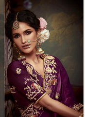 Nakshatra  Stunning Burgundy Embroidery Saree