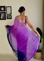 Nakshatra Ombre Purple Embroided Saree