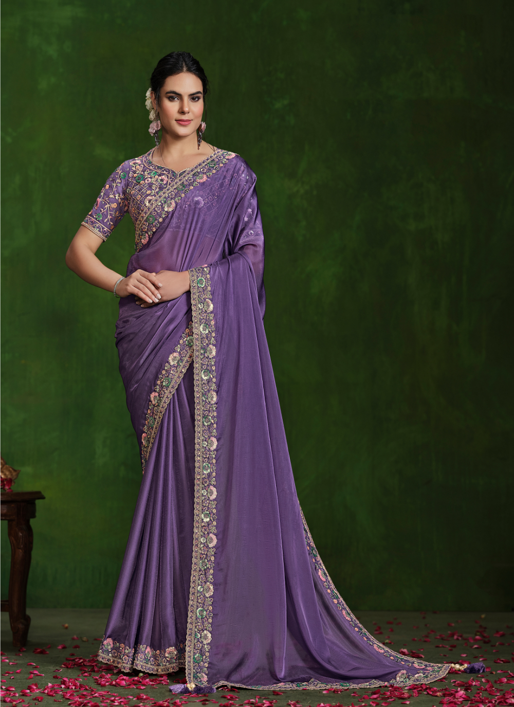 Nakshatra Heavy Embroided Lavender Saree