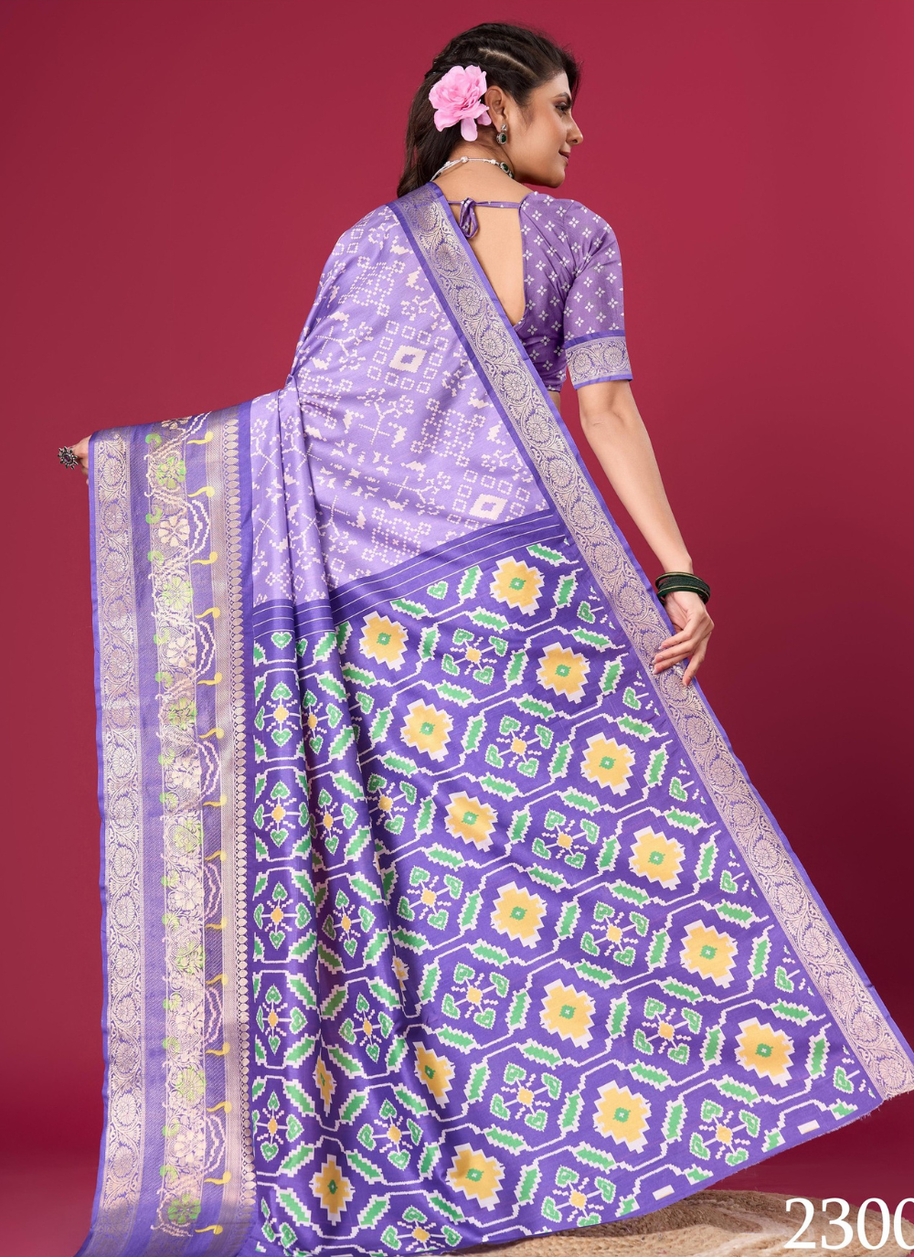 Nakshatra Blue and Purple Patola silk saree