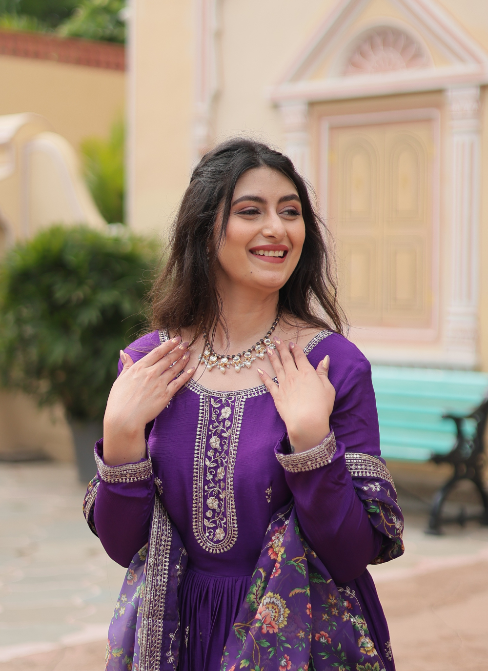 Nakshatra Purple Party wear Indian Gown