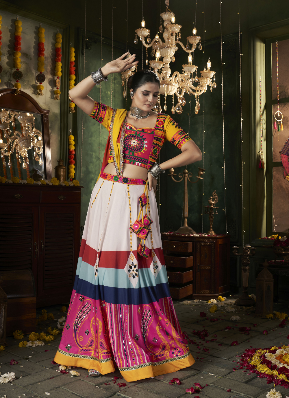 Nakshatra Multicolored Navratri Lehenga Choli