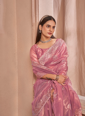 Nakshatra  Pink Shimmery saree