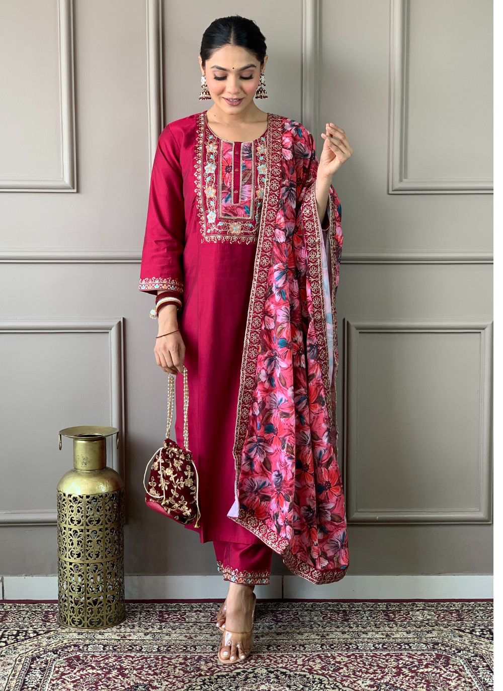 Nakshatra Pink Ready Made Designer suit