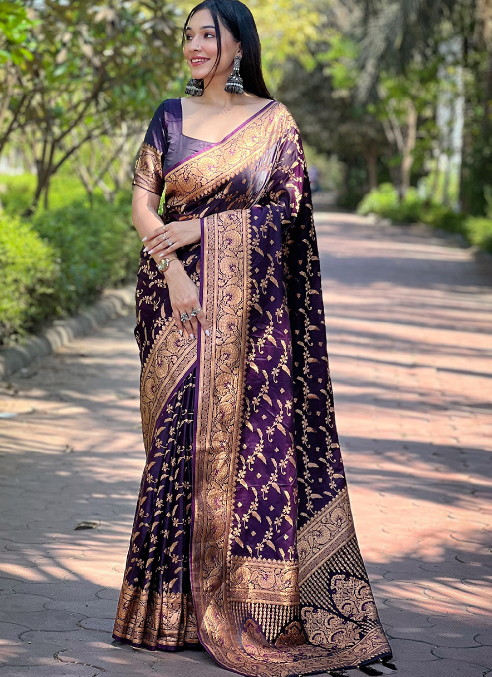 Nakshatra  Purple Banarsi Silk sari