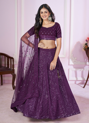 Nakshatra Purple Party Wear  Sequence Lehenga