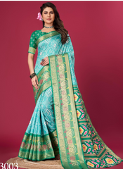 Nakshatra Minty Green Patola silk saree