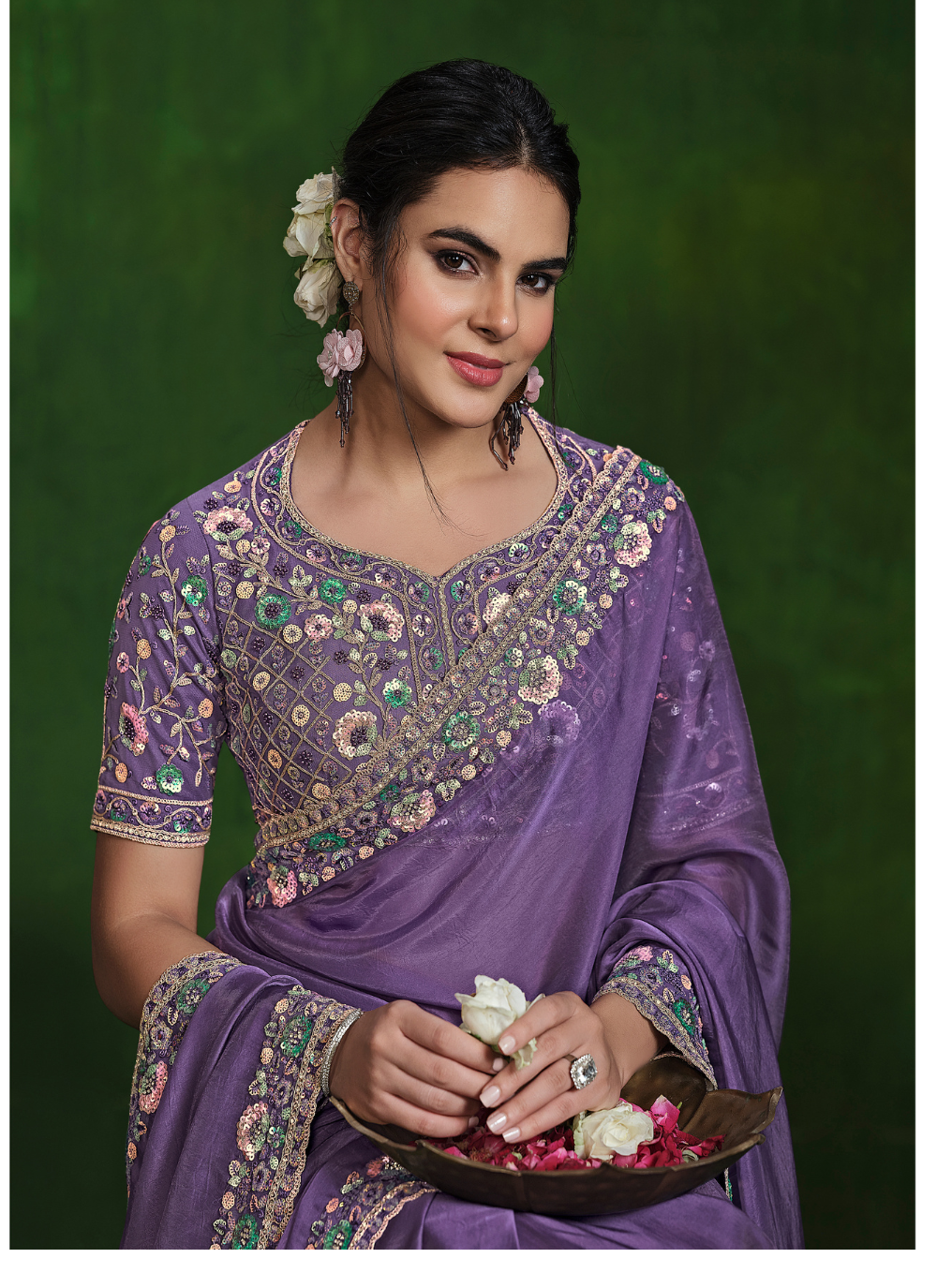 Nakshatra Heavy Embroided Lavender Saree