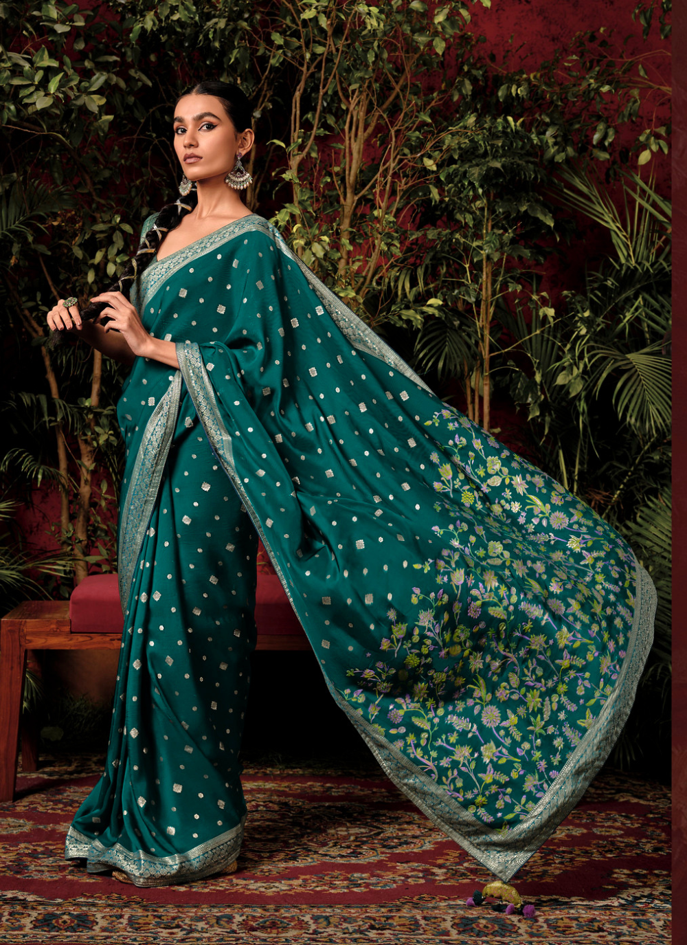 Royal Emerald Elegance Sari Set