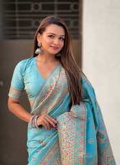 Nakshatra Blue Meenakari Saree