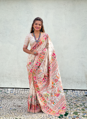 Nakshatra White Kanjeevaram silk saree