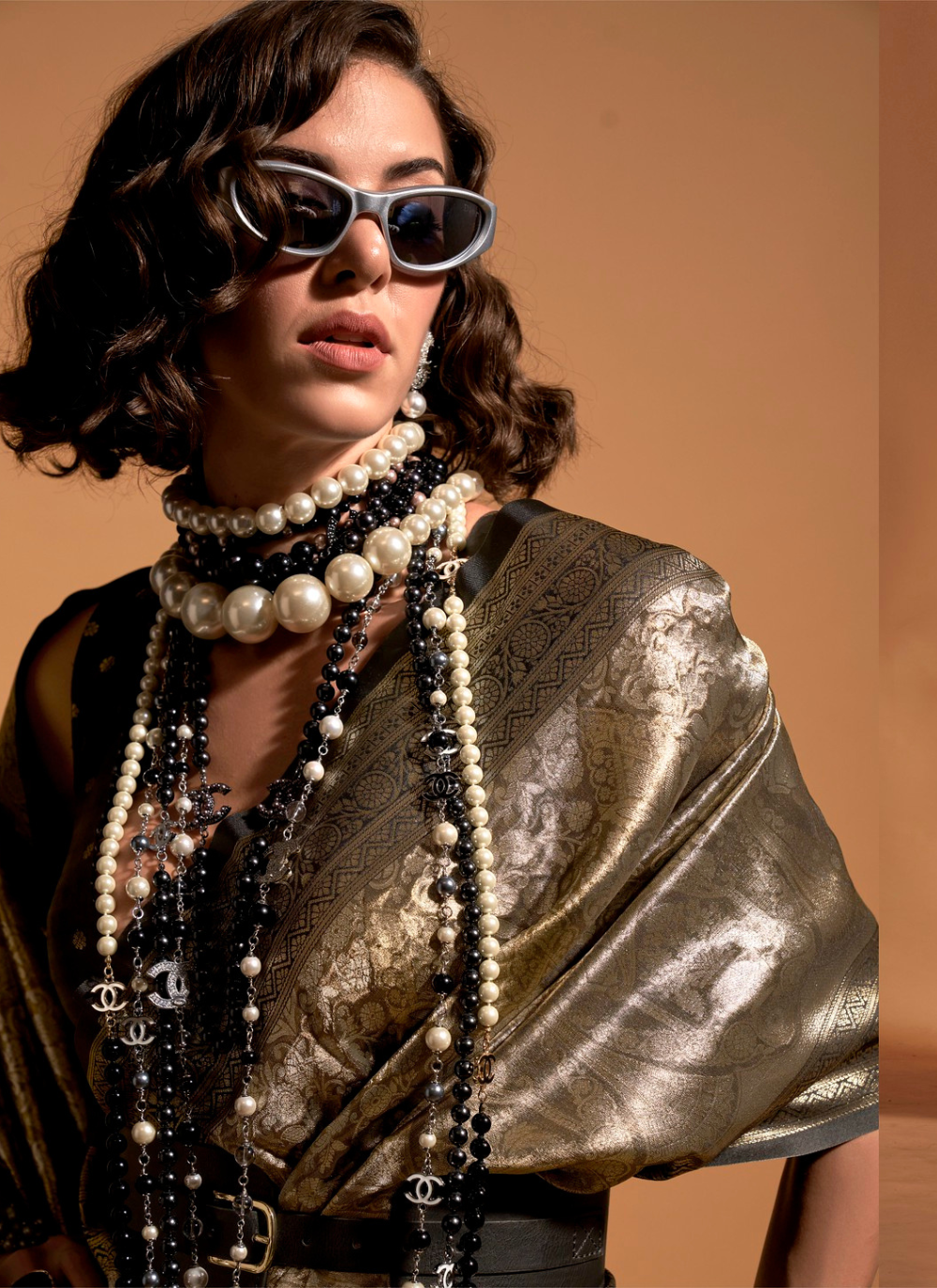 Nakshatra Black and goldr  Kanjeevaram  saree