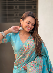 Nakshatra Blue Meenakari Saree