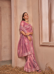 Nakshatra  Pink Shimmery saree