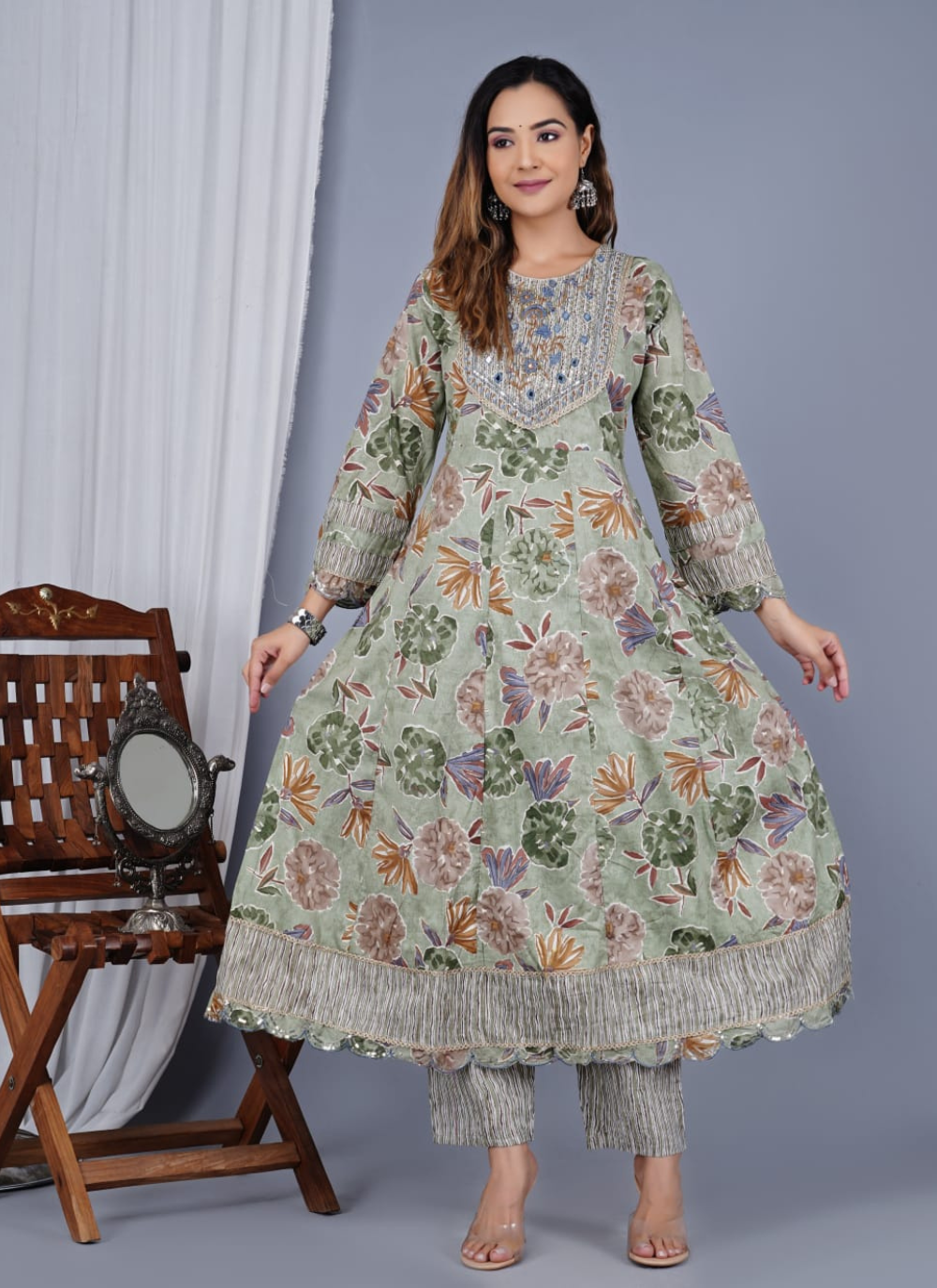 Nakshatra  readymade Grey cotton Suit