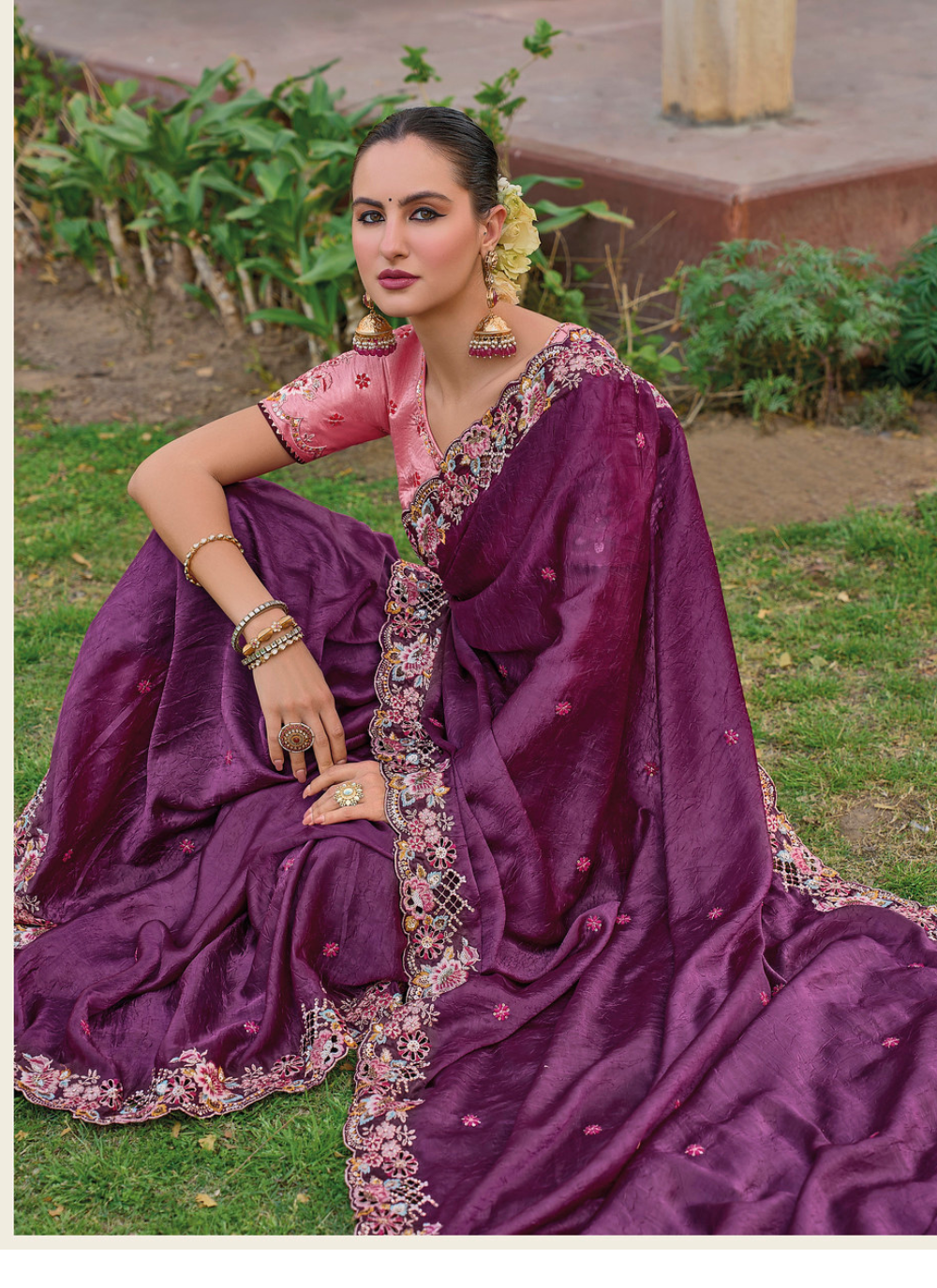 Wonderful wine Organza saree