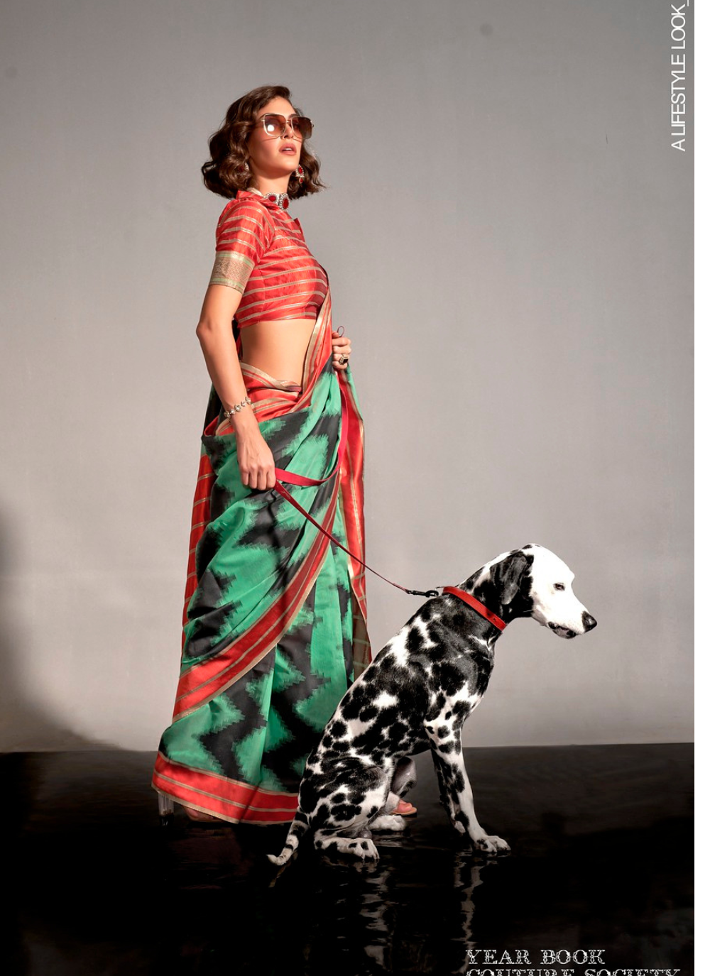 Nakshatra  Rama Green  Geometric Zigzag saree
