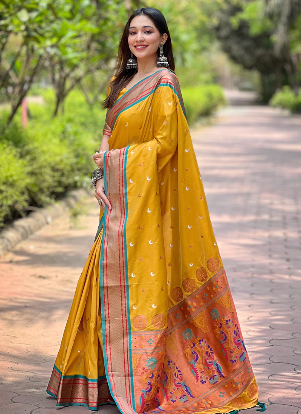 Nakshatra Mustard Paithini Silk saree