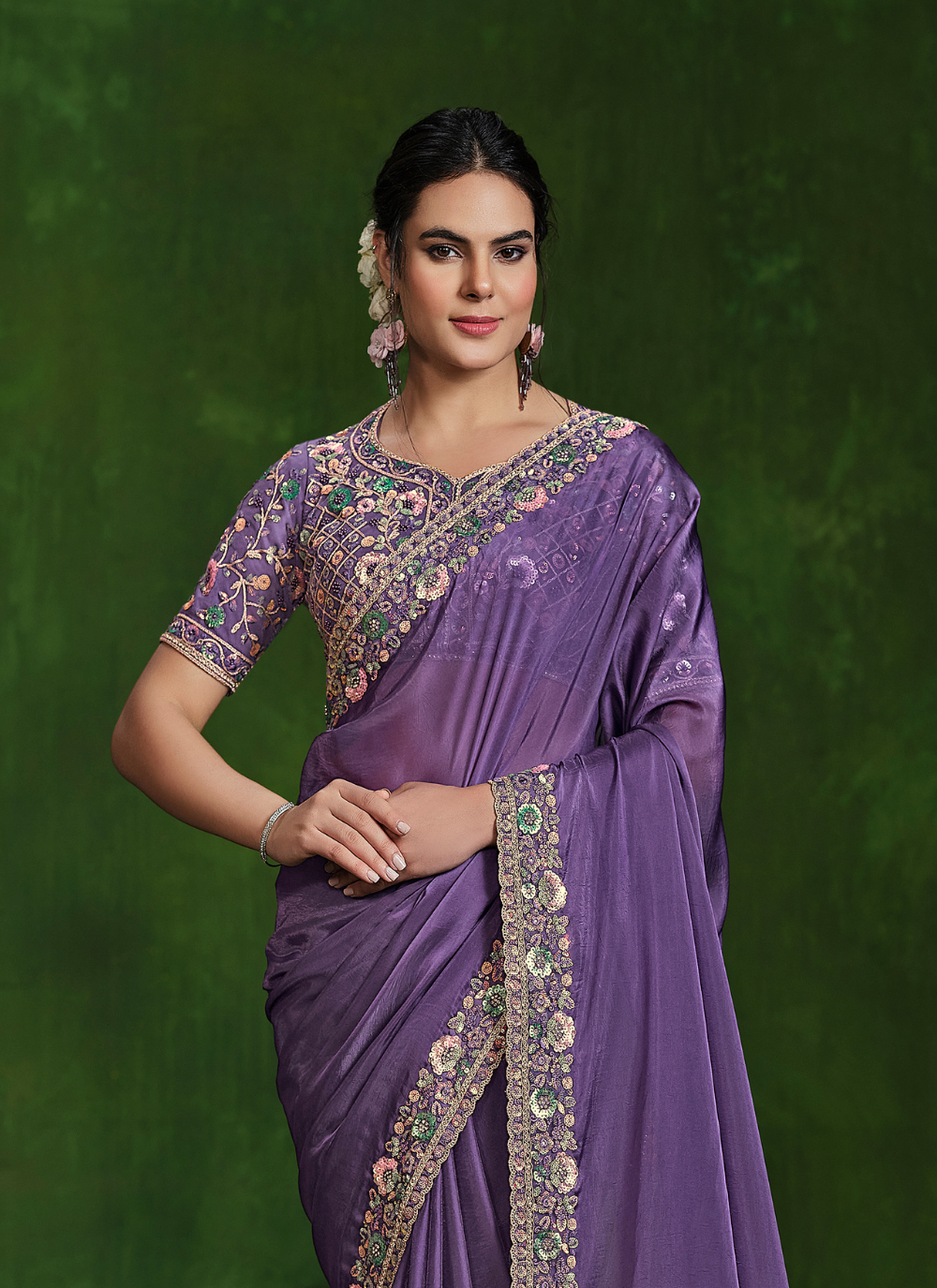 Nakshatra Heavy Embroided Lavender Saree