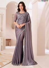 Nakshatra Grey Chiffon Saree