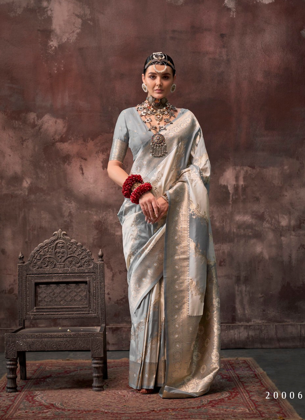Nakshatra Grey Silk Saree
