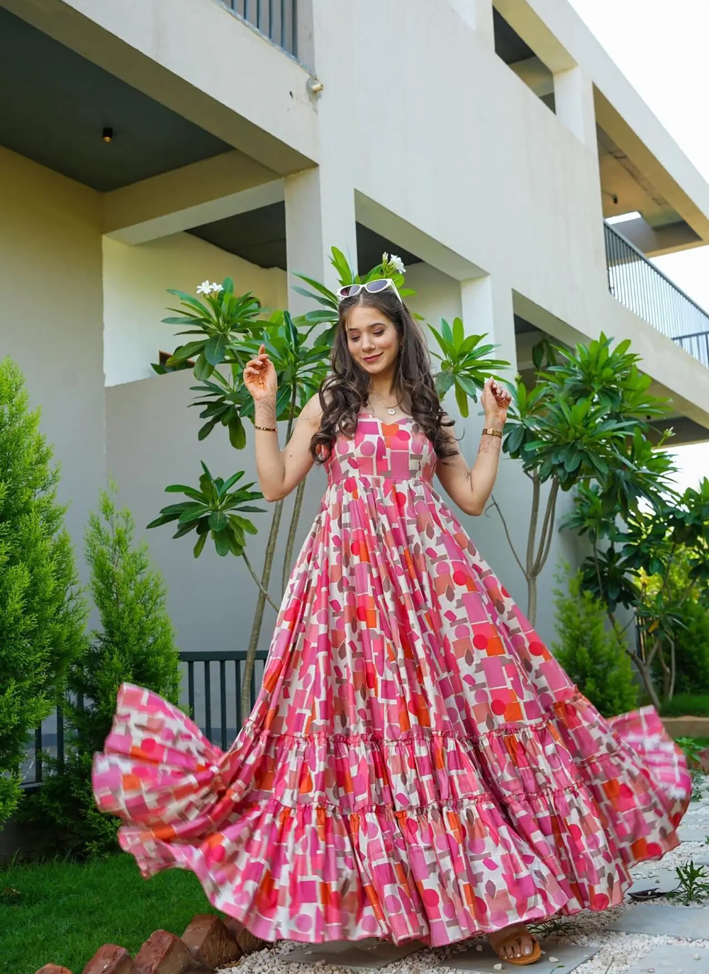 Nakshatra Baby Pink Readymade Long Gown