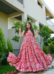 Nakshatra Baby Pink Readymade Long Gown