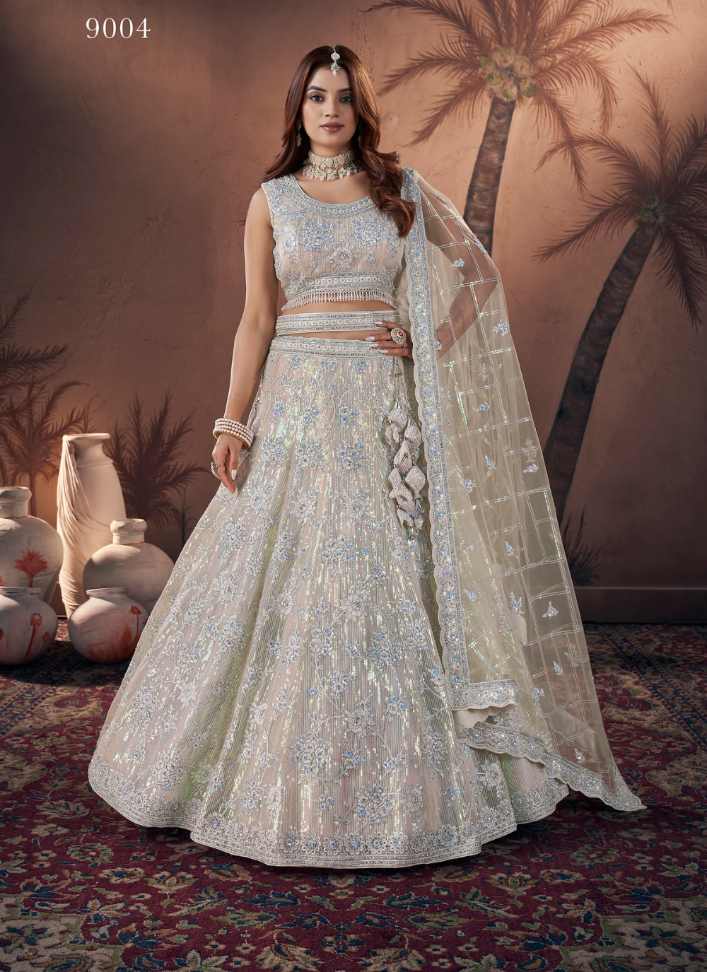 Nakshatra  Cream Bridal Lehenga