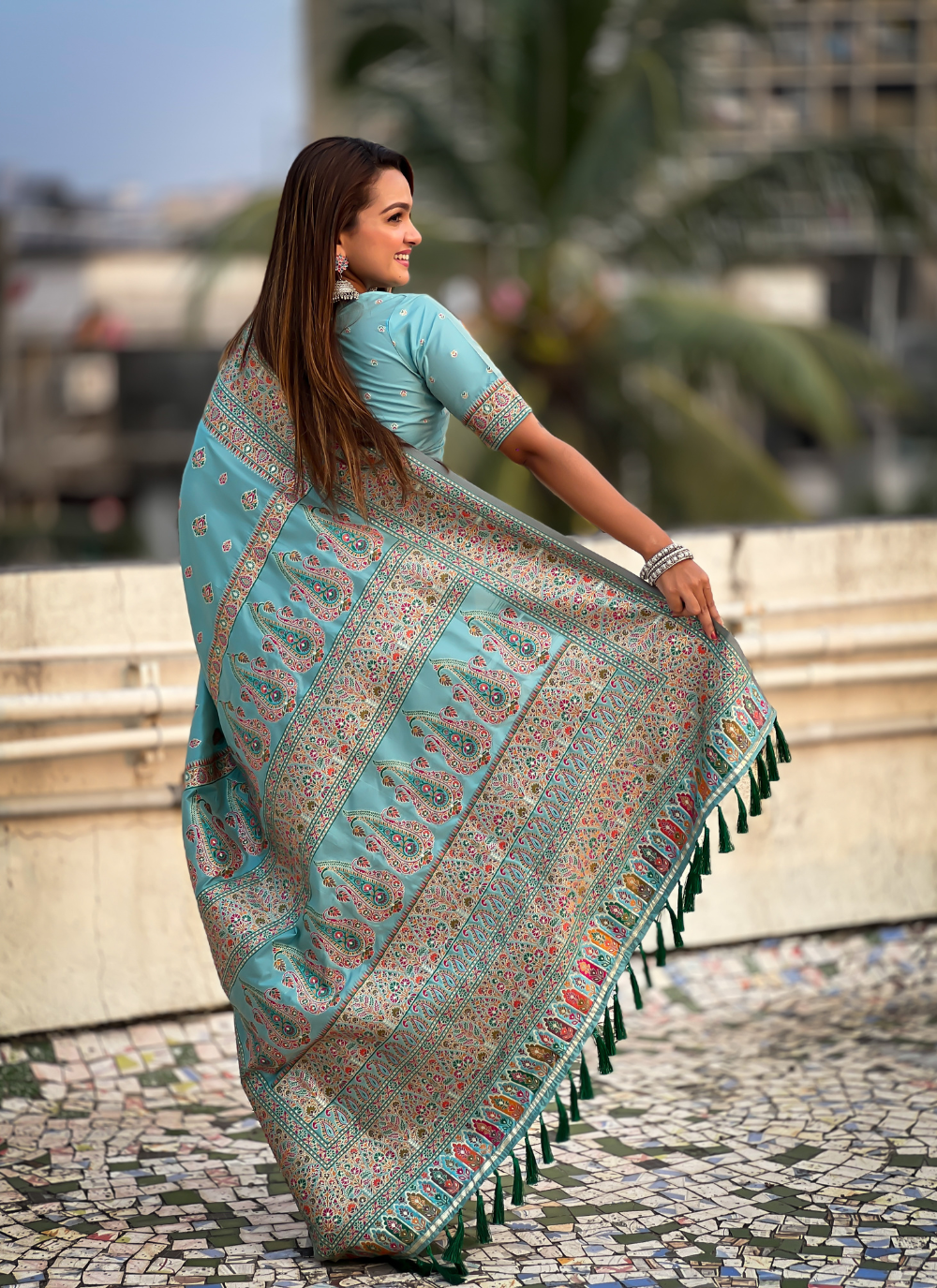 Nakshatra Blue Meenakari Saree