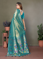 Nakshatra Grey Banarasi Tissue Silk Saree