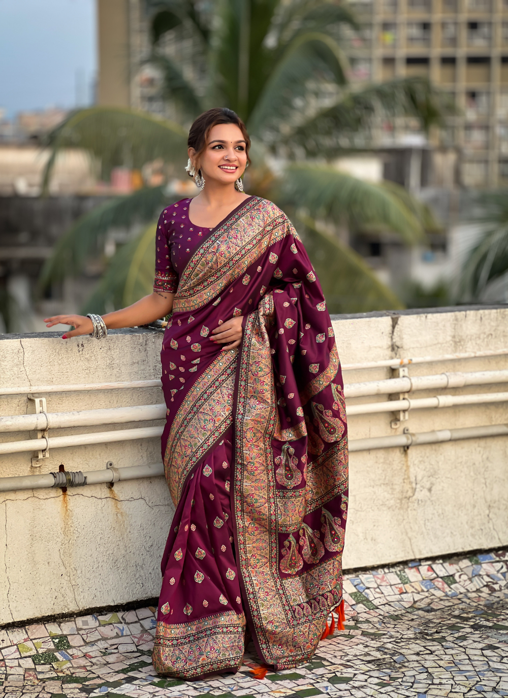 Nakshatra Magenta Meenakari Saree