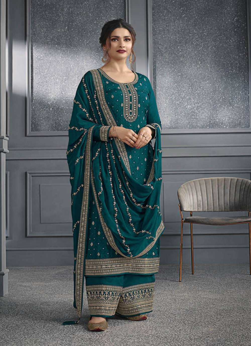 Nakshatra Teal Green Party wear Salwar Suit