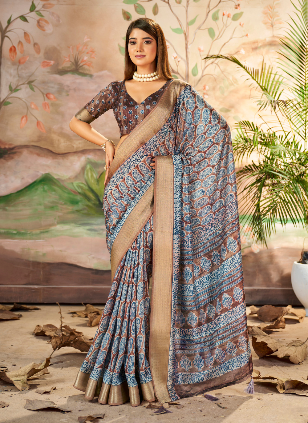 Nakshatra  Designer Digital Print Blue(C) saree
