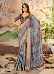 Nakshatra  Designer Digital Print Blue(C) saree