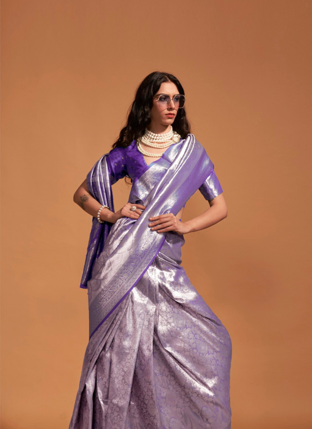 Nakshatra Purple and lavender Kanjeevaram  saree