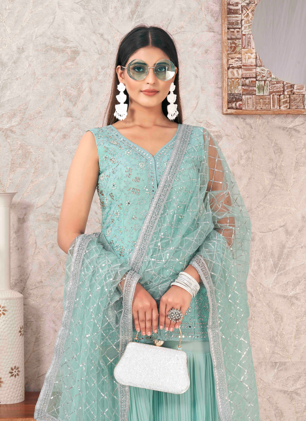 Nakshatra Mint green Sharara set