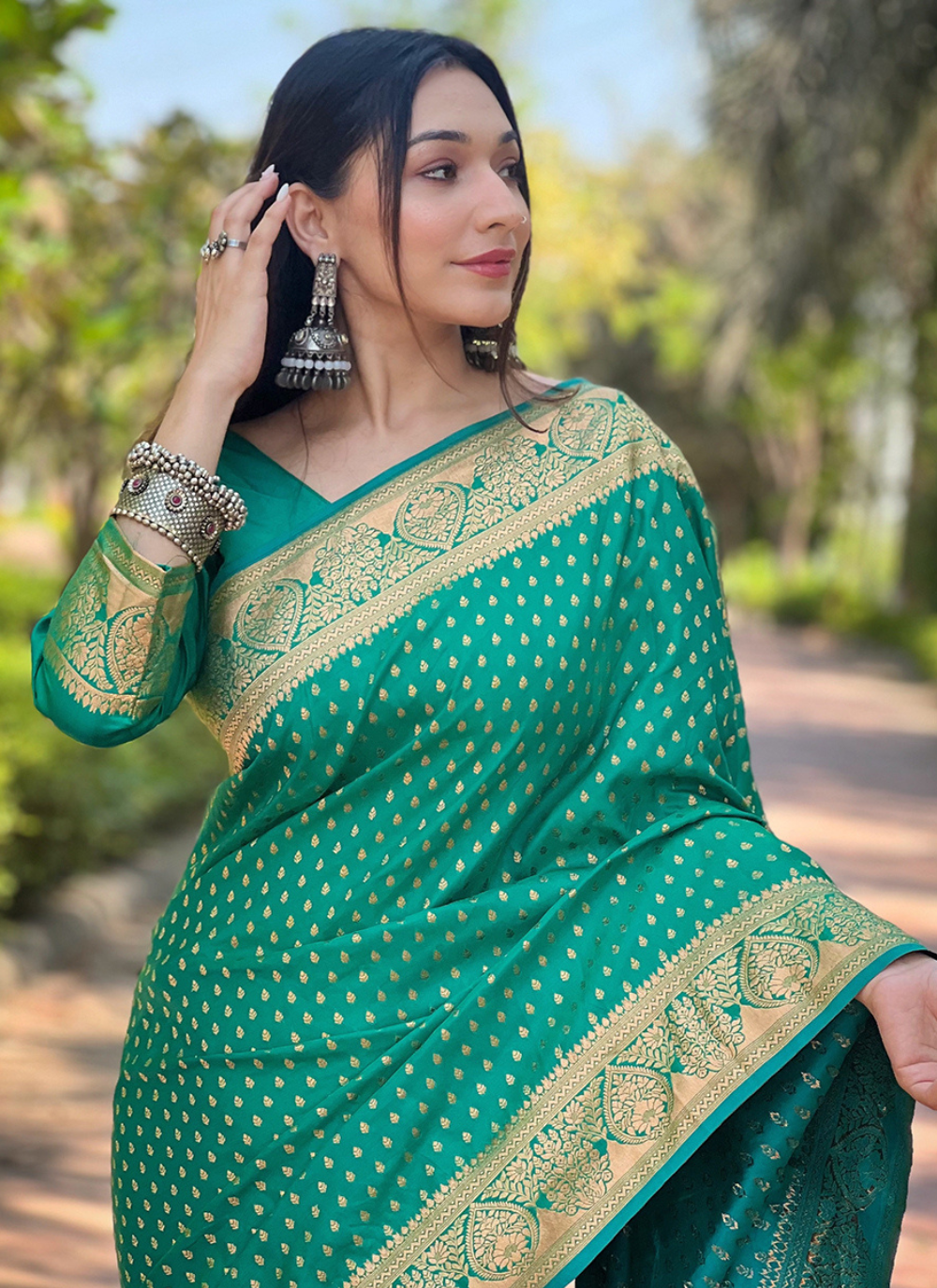 Nakshatra  Green Banarasi Silk saree