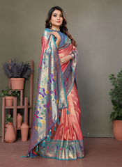 Nakshatra Red Banarasi Tissue Silk Saree
