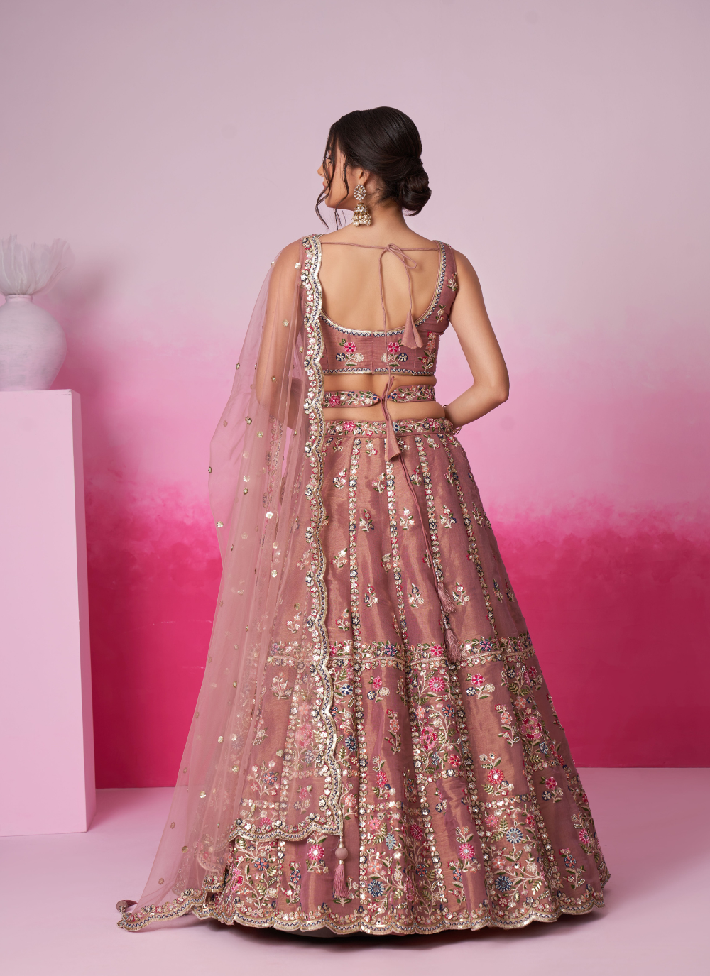 Nakshatra Rose Gold Embroidery Lehenga