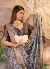 Nakshatra  Designer Digital Print Blue(C) saree