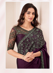 Nakshatra Purple Chiffon Saree