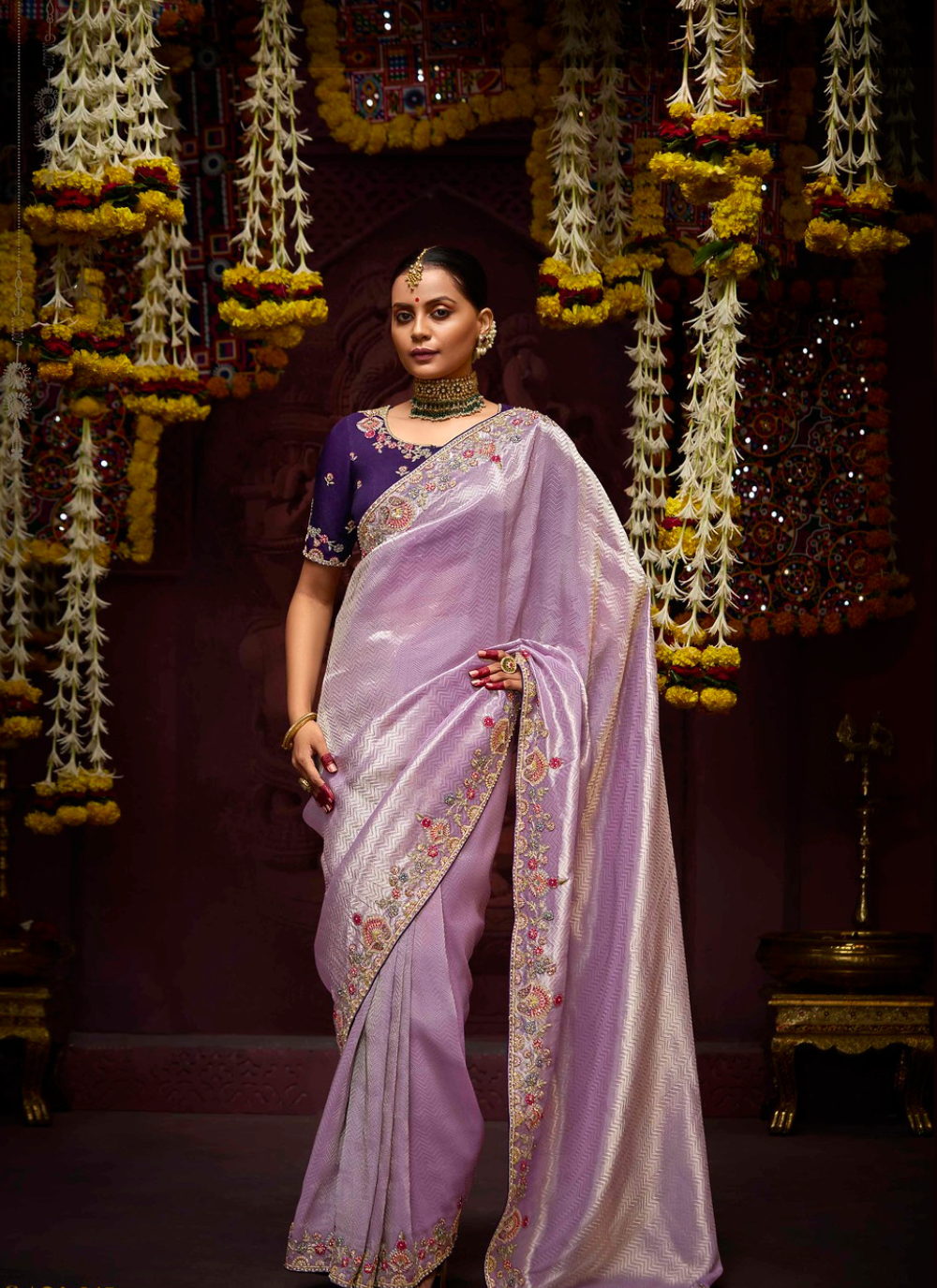 Nakshatra Lavender Banarasi Kanjivaram Designer Saree