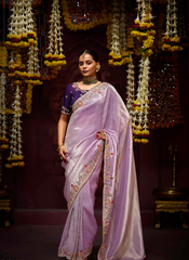 Nakshatra Lavender Banarasi Kanjivaram Designer Saree