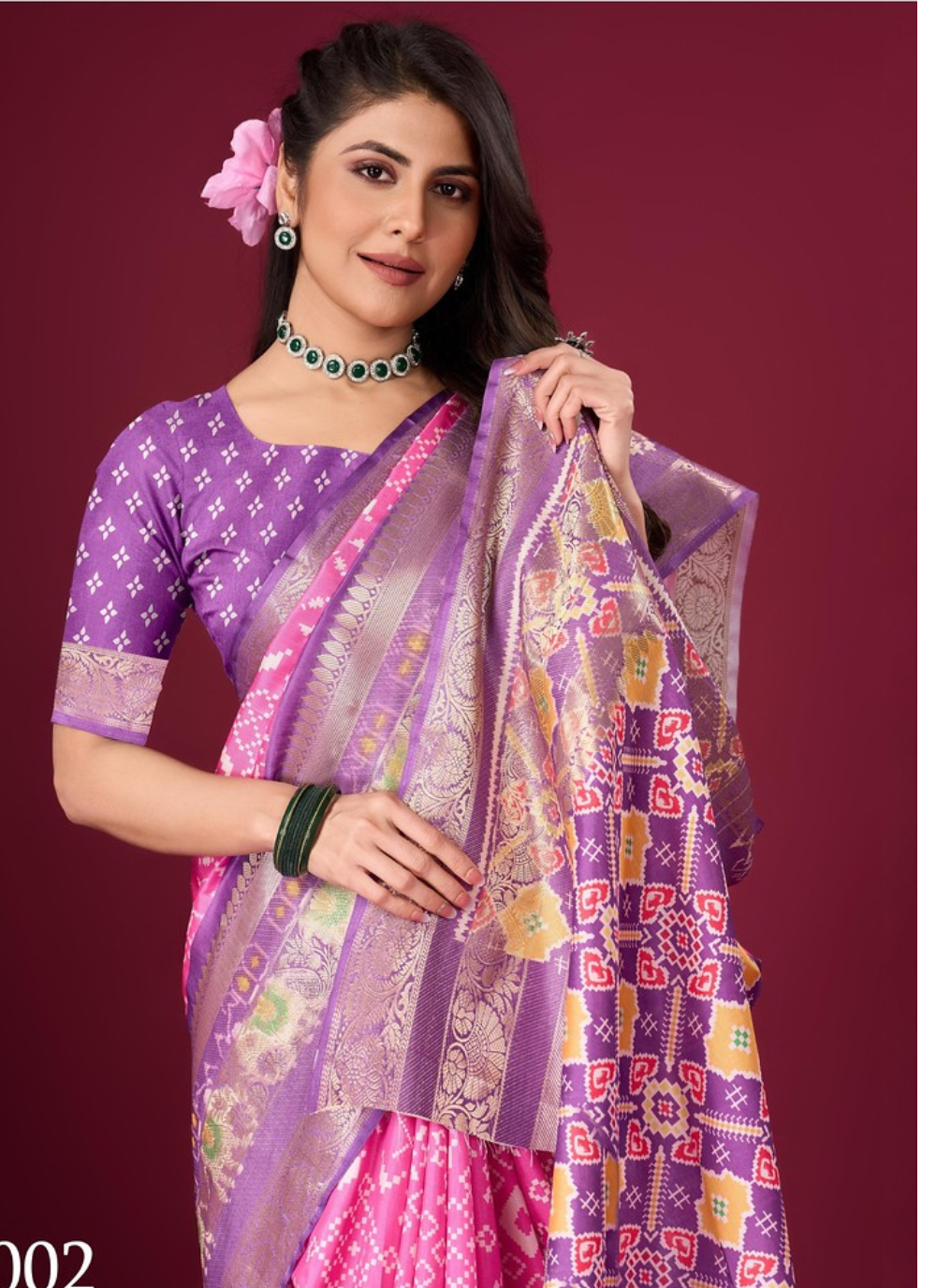 Nakshatra Pinkish Purple Patola silk saree