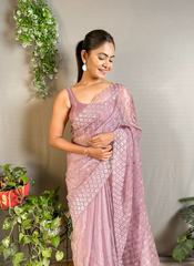 Nakshatra Lavender Embellished Sequence Saree