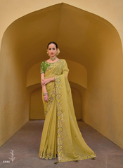 Mindful Mustard Tissue Organza saree