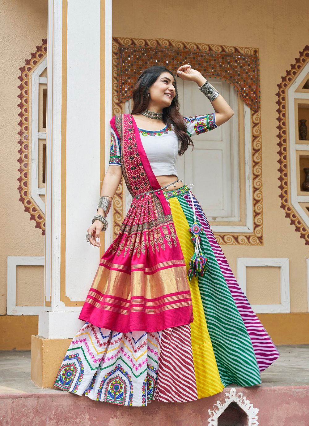 Nakshatra White Navratri Lehenga Choli