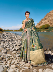Exquisite Jade Banarasi Silk Ensemble