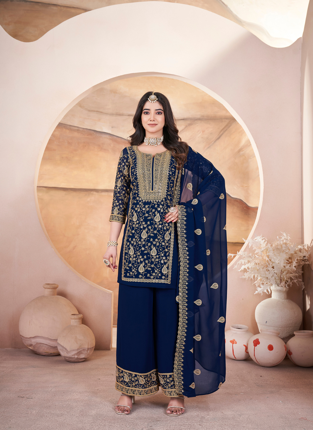 Nakshatra Blue Readymade Plazzo Suit