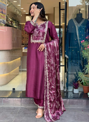 Nakshatra Wine Ready Made Designer suit